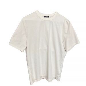 Massimo Dutti Off-White Cotton Crewneck T-Shirt | Size L